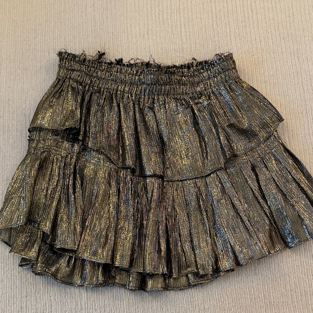 LoveShakFancy Metallic Tiered Mini Skirt